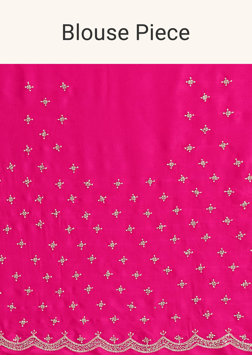 Rani Pink Satin Chinon Saree With Scallop Border And Unstitched Blouse Piece